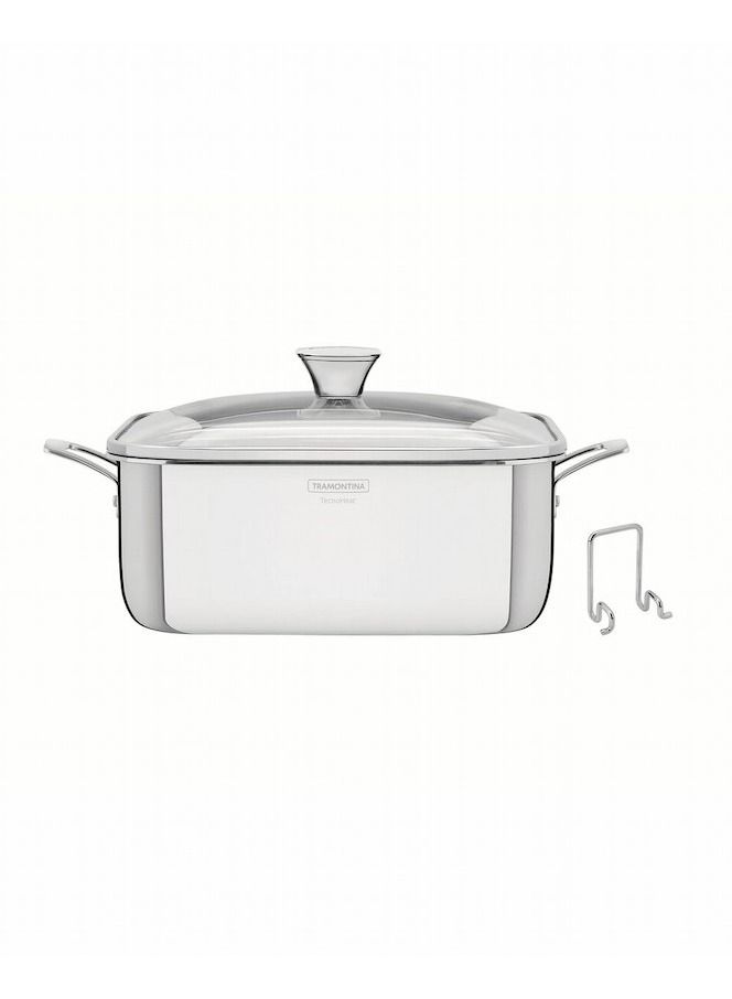 Since 1911,Made in Brazil- Grano 7.3L Stainless Steel Square Casserole with Tri-ply Body