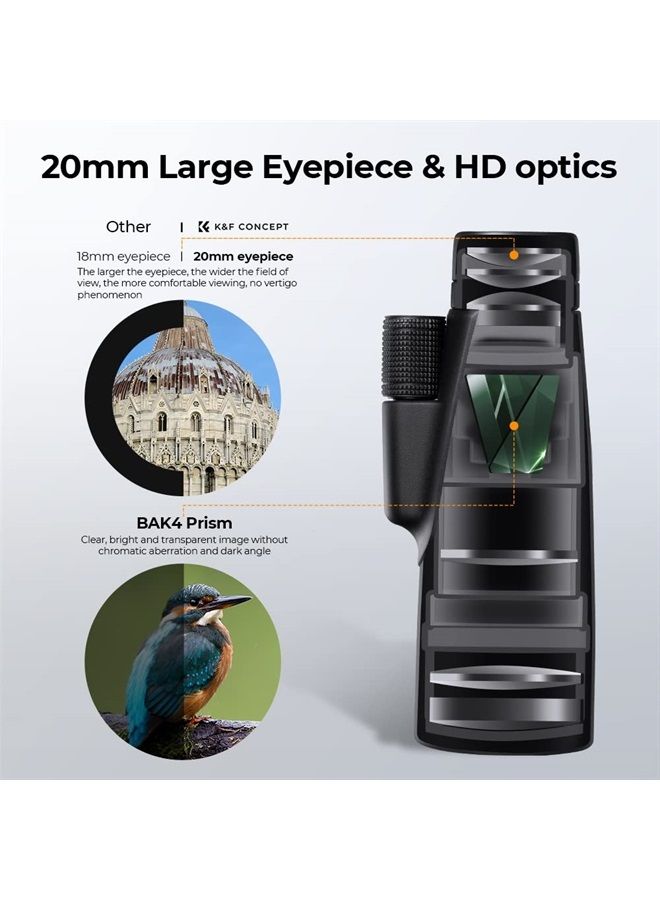 12X50 HD Monoculars, Monoculars Telescope for Adults with BAK4 Prism & FMC Lens, Waterproof Monocular Scope with Dual Focus for Bird Watching Hunting Wildlife Hiking Traveling