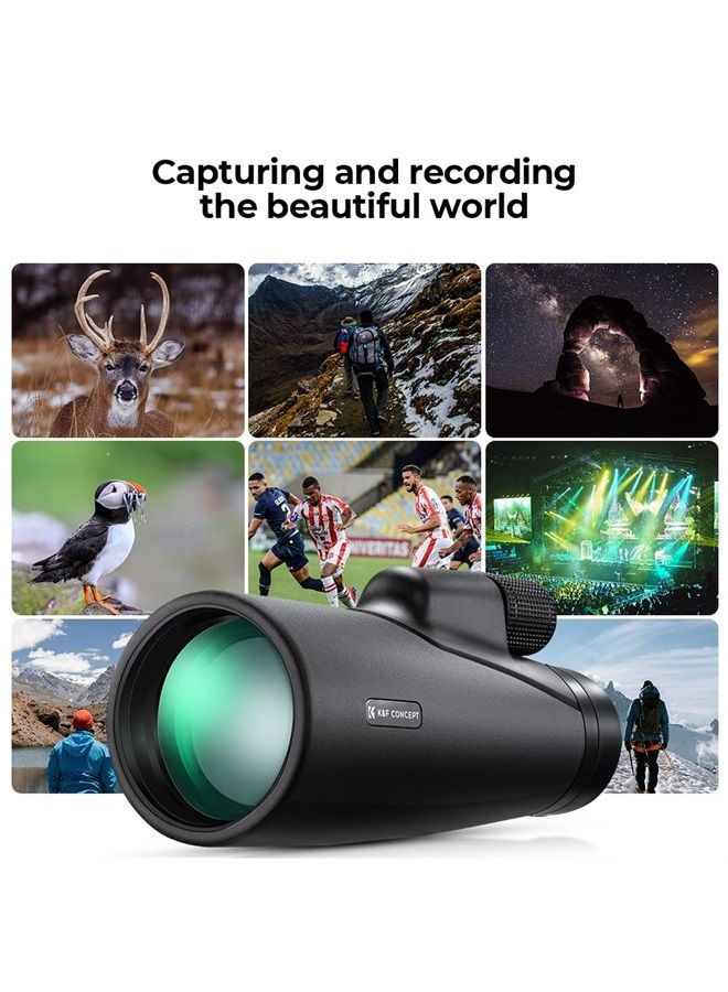 12X50 HD Monoculars, Monoculars Telescope for Adults with BAK4 Prism & FMC Lens, Waterproof Monocular Scope with Dual Focus for Bird Watching Hunting Wildlife Hiking Traveling