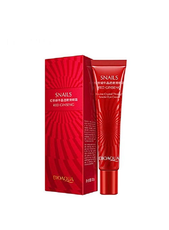 Red Ginseng Eye Cream Snails Bovine Crystal Through Tender Soft Skin Hydrating and Moisturising Effect Care for Skin Blooming Eyes Tight Firmer Gently Cleans Removes Dirt Oil 20g