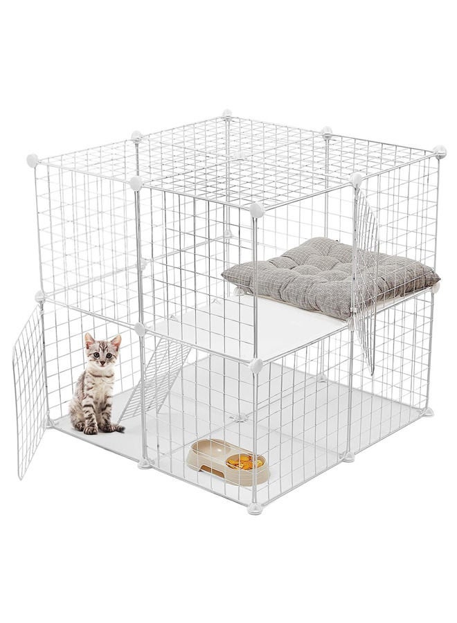 Cat Cage Indoor,Detachable Metal DIY Pet Playpen,Portable Collapsible Pet Cat Cage Enclosure for Small and Medium Pets(75 * 75 * 73cm,white)