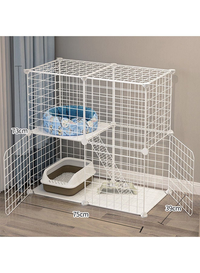 Cat Cage Indoor,Detachable Metal DIY Pet Playpen,Portable Collapsible Pet Cat Cage Enclosure for Small and Medium Pets(75 * 75 * 73cm,white)