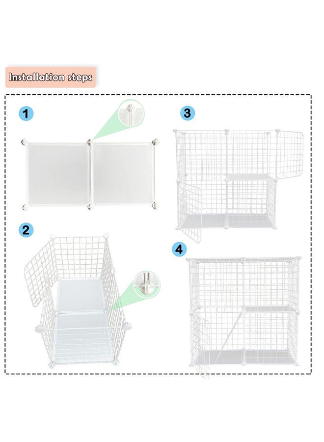 Cat Cage Indoor,Detachable Metal DIY Pet Playpen,Portable Collapsible Pet Cat Cage Enclosure for Small and Medium Pets(75 * 75 * 73cm,white)