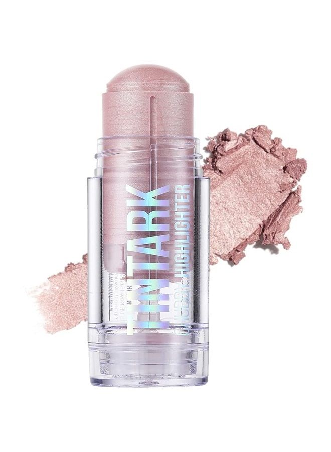 TINTARK Chubby Cream Highlighter Stick for Face, Glitter Eyeshadow Makeup, Highlight Stick, Face Highlighters & Luminizers, Light Pink Peach Shimmer