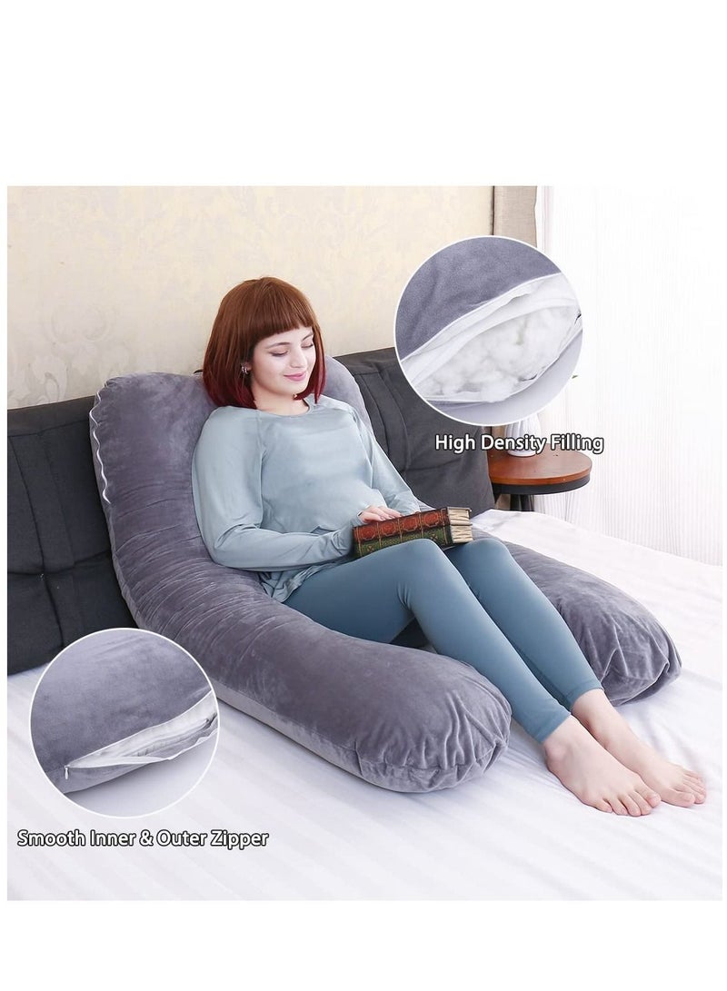 U-Shaped Maternity Pillow Maternity Full Body Pillow Maternity Sleep Pillow For Back Legs and Abdomen Support Grey