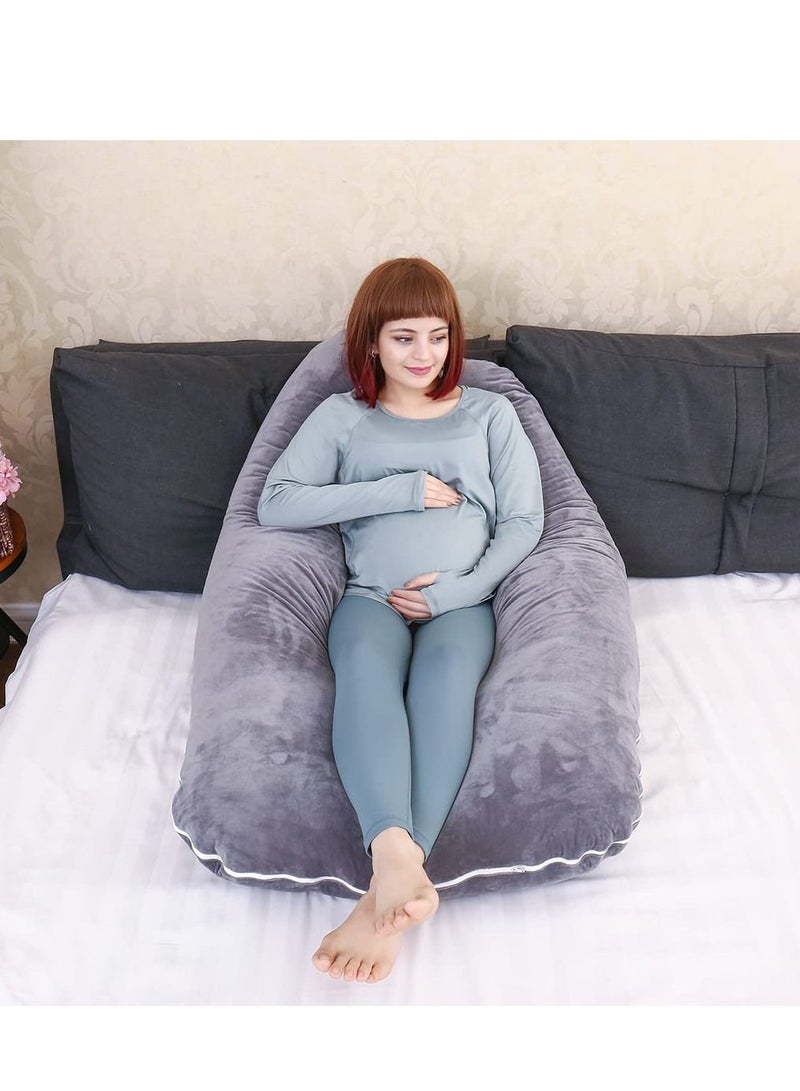 U-Shaped Maternity Pillow Maternity Full Body Pillow Maternity Sleep Pillow For Back Legs and Abdomen Support Grey