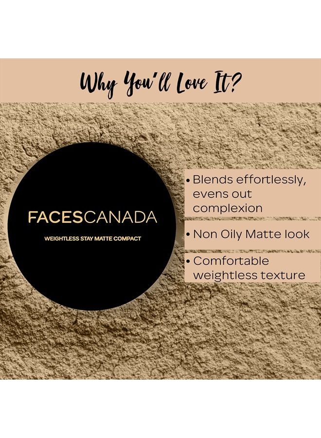 Faces Canada Weightless Stay Matte Compact Vitamin E & Shea Butter, Spf-20 Natural 02, 9 g