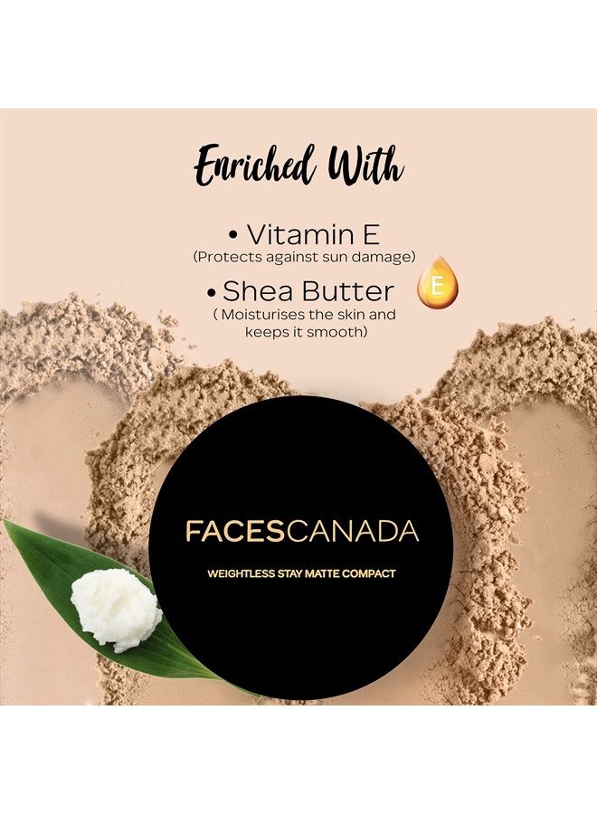 Faces Canada Weightless Stay Matte Compact Vitamin E & Shea Butter, Spf-20 Natural 02, 9 g