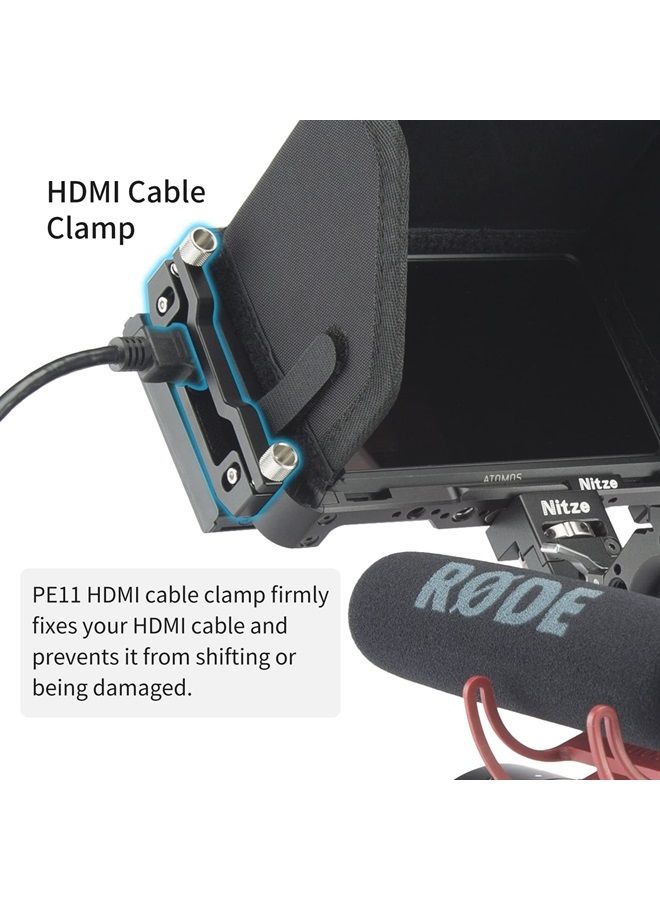Cage for Atomos Ninja V/Ninja V+ / Shinobi/ZATO Connect Monitors with Sunhood, HDMI Cable Clamp and Built-in NATO Rail - JT-A02B