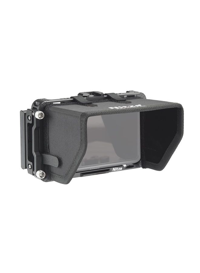 Cage for Atomos Ninja V/Ninja V+ / Shinobi/ZATO Connect Monitors with Sunhood, HDMI Cable Clamp and Built-in NATO Rail - JT-A02B