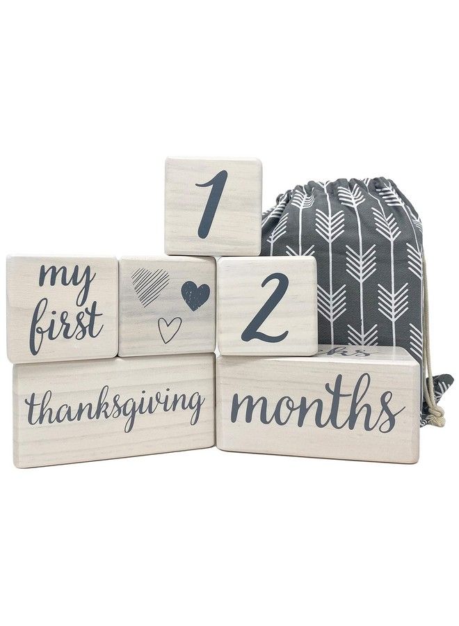Baby Milestone Blocks Natural White Stain Pine Wood With Weeks Months Years Grade And Holidays Newborn Weekly Monthly First Year Picture Props 6 Block Milestones Age Set With Bag