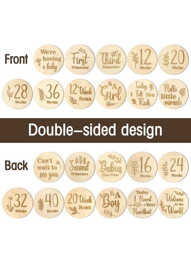 Wooden Pregnancy Journey Milestone Markers Weekly Growth Bump Tracker Milestone Discs Double Sided Baby Arrival Photo Prop Cards And Pregnancy Announcement Baby Shower Gifts For Pregnant Moms