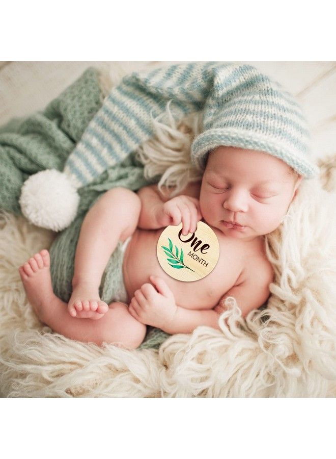 Wooden Baby Monthly Milestone Cards With Announcement Sign 7Pcs Double Sided Hello World Baby Birth Announcement Milestone Discs Newborn Month Milestone First Year Photo Props For Boys Girls