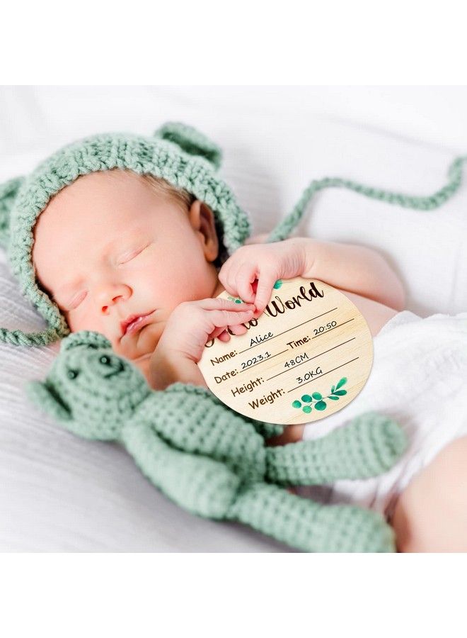 Wooden Baby Monthly Milestone Cards With Announcement Sign 7Pcs Double Sided Hello World Baby Birth Announcement Milestone Discs Newborn Month Milestone First Year Photo Props For Boys Girls