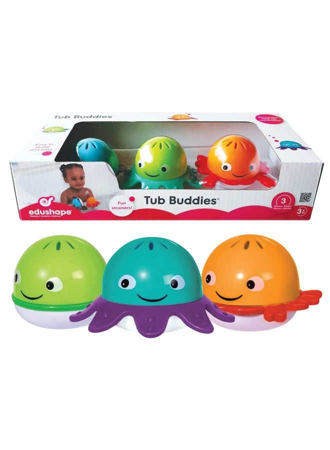 Tub Buddies 3 Toys Toddler Bath Toys Strainers Early Child Development Educational Boys & Girls Water Bath Toy Baby Bath Toys For Toddlers 1 3 Teaches Cause Effect Cognitive Skills
