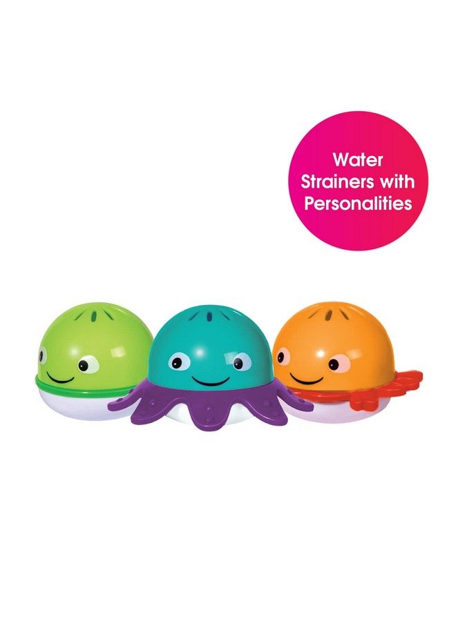 Tub Buddies 3 Toys Toddler Bath Toys Strainers Early Child Development Educational Boys & Girls Water Bath Toy Baby Bath Toys For Toddlers 1 3 Teaches Cause Effect Cognitive Skills