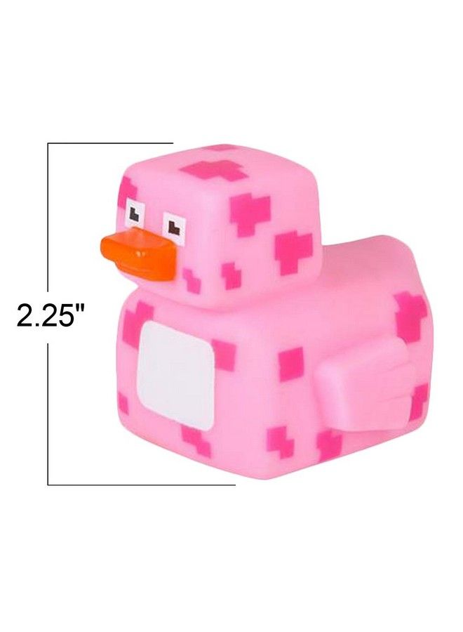 2.25 Inch Pixelated Rubber Duckies Pack Of 12 Cute Duck Bath Tub Pool Toys In Assorted Colors Fun Decorations Carnival Supplies Party Favor Or Small Prize