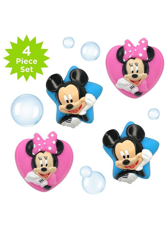 Disney Mickey And Minnie Squirt Toy Set For Childrens' Bath Time Fun Blue/Pink 4 Piece
