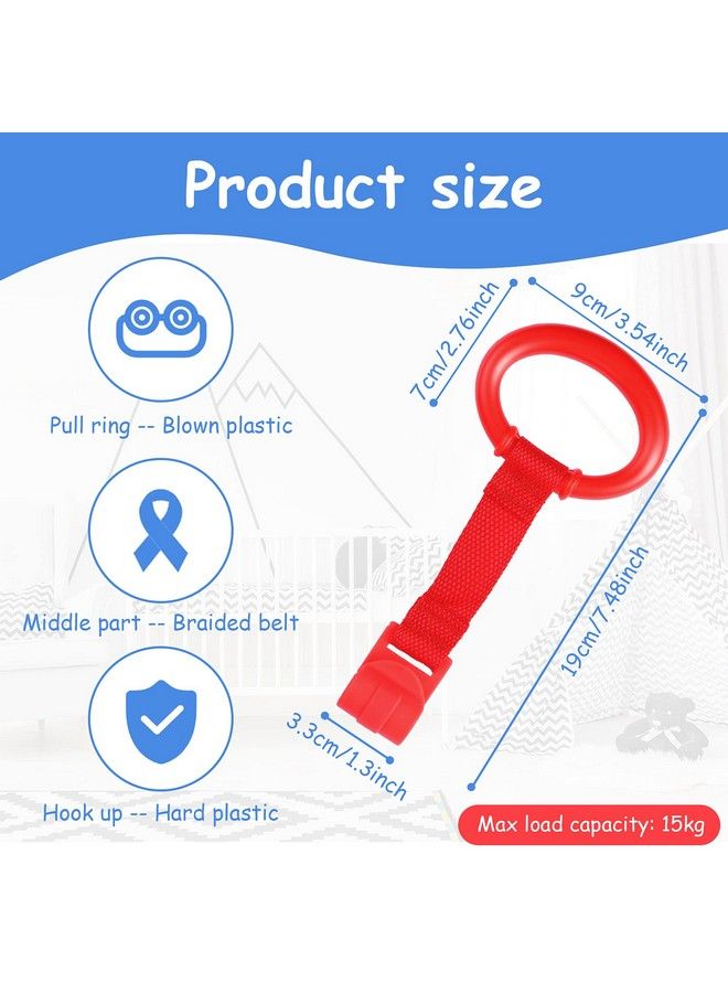 8 Pieces Baby Crib Pull Ring Baby Walking Exercises Assistant Rings Bed Stand Up Ring Hanging Ring Crib Pull Rings For Playpen Play Gym Cot Ring For Baby Toddler (3.5 X 2.8 Inch)