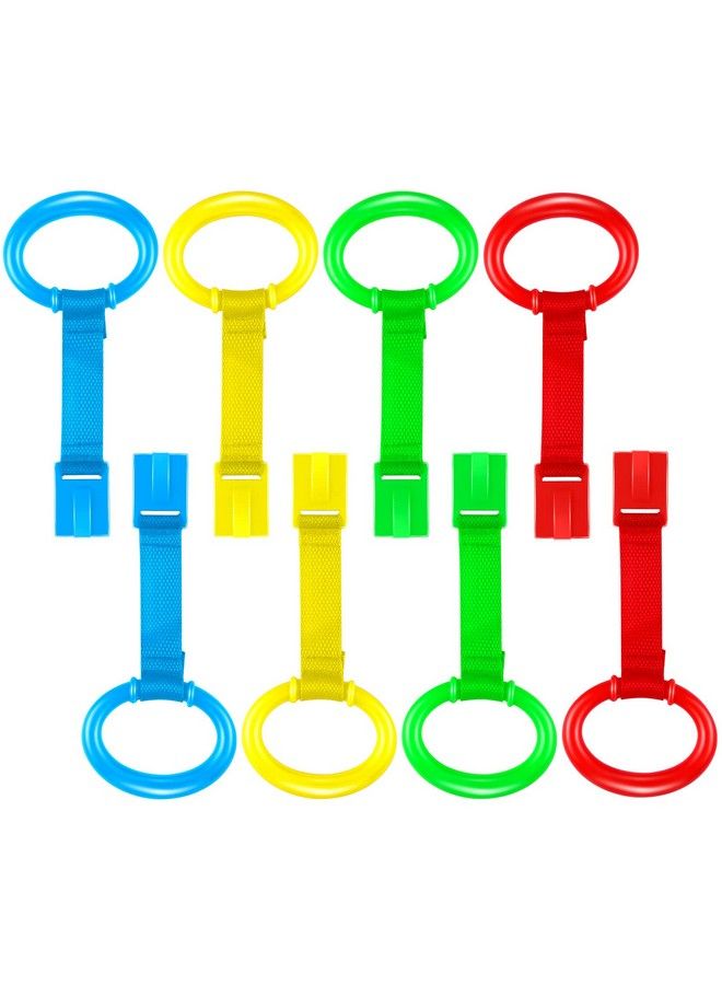 8 Pieces Baby Crib Pull Ring Baby Walking Exercises Assistant Rings Bed Stand Up Ring Hanging Ring Crib Pull Rings For Playpen Play Gym Cot Ring For Baby Toddler (3.5 X 2.8 Inch)