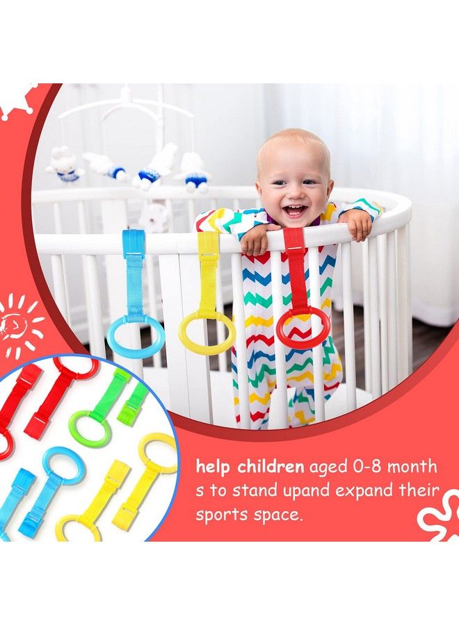 8 Pieces Baby Crib Pull Ring Baby Walking Exercises Assistant Rings Bed Stand Up Ring Hanging Ring Crib Pull Rings For Playpen Play Gym Cot Ring For Baby Toddler (3.5 X 2.8 Inch)