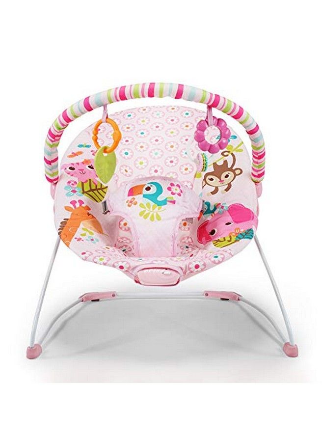 Playful Pals Natural Bouncer With Calming Vibrations (Pink Jungle)