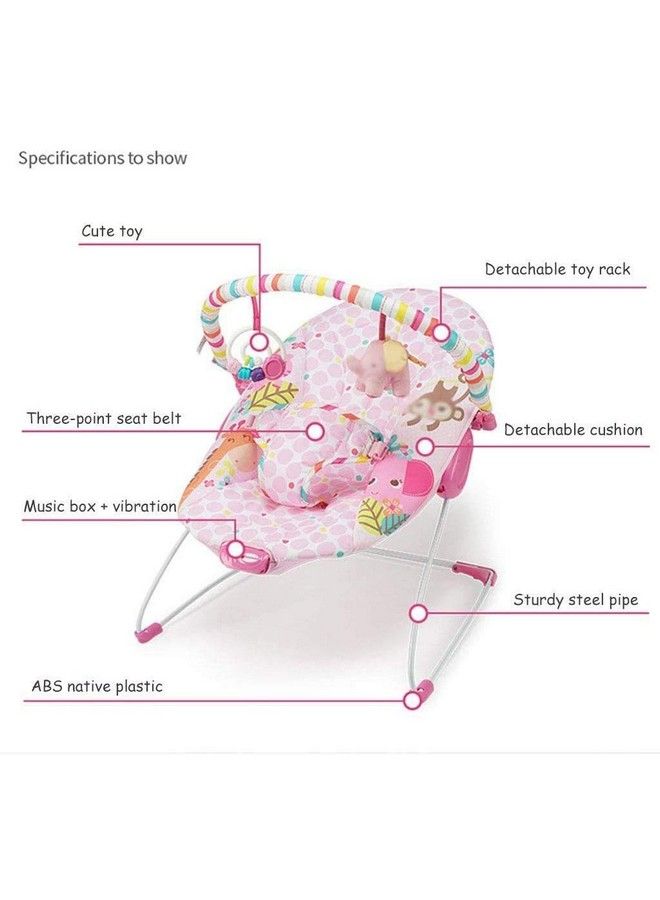 Playful Pals Natural Bouncer With Calming Vibrations (Pink Jungle)