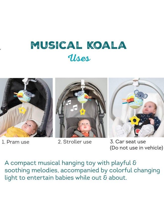 Musical Koala On The Go Pull Down Hanging Music And Lights Infant Toy ; Parent And Baby’S Travel Companion Soothe Baby Keeps Baby Relaxed While Strolling For Newborns And Up