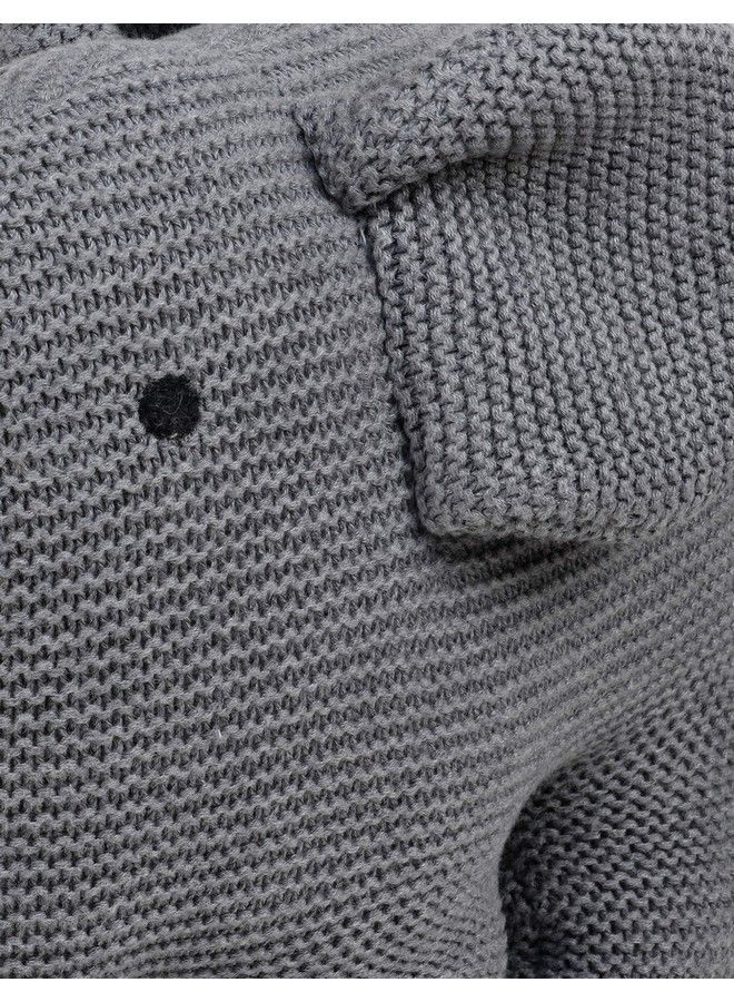 Elephant Cotton Knitted Stuffed;Plush;Soft Toys For Babies And Kids (Grey)