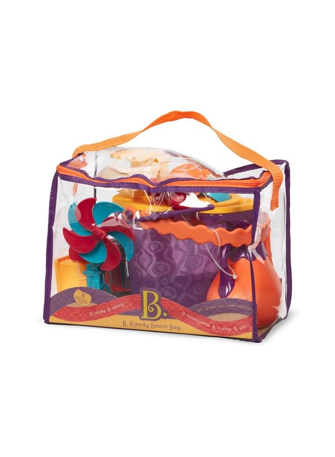 B. Toys B. Ready Beach Bag Beach Tote With Mesh Panel And 11 Funky Sand Toys Phthalates And Bpa Free 18 M+ Purple Bucket