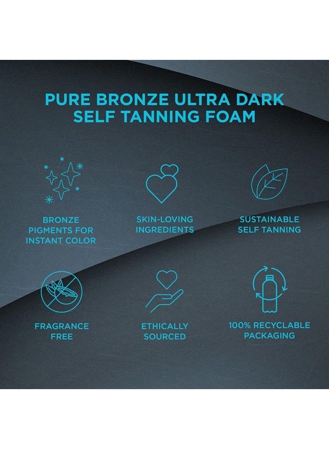 PURE Bronze Ultra Dark Self Tan Foaming Water | Hyaluronic Acid and Bronzing Pigments for Instant Deep Bronzed Glow | 200mL, 6.76 Fl. Oz.