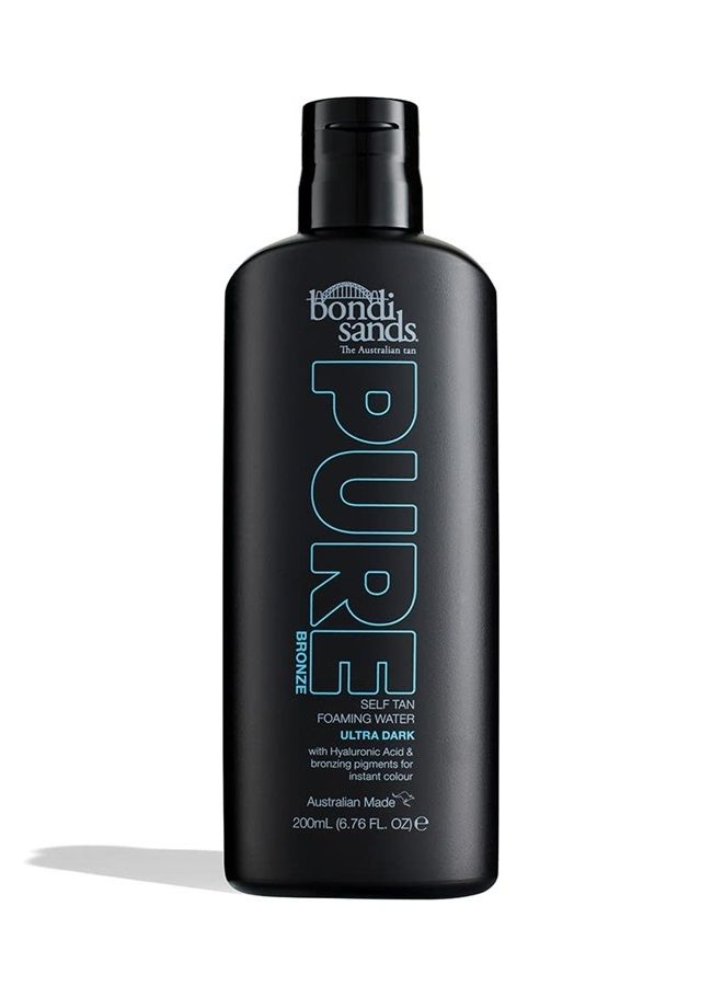 PURE Bronze Ultra Dark Self Tan Foaming Water | Hyaluronic Acid and Bronzing Pigments for Instant Deep Bronzed Glow | 200mL, 6.76 Fl. Oz.