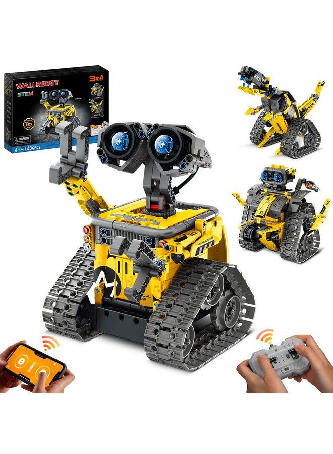 Stem Building Toys Remote & App Controlled Creator 3In1 Wall Robot/Explorer Robot/Mech Dinosaur Toys Set Creative Gifts For Boys Girls Kids Aged 6 7 8 12 New 2022 (434 Pieces)