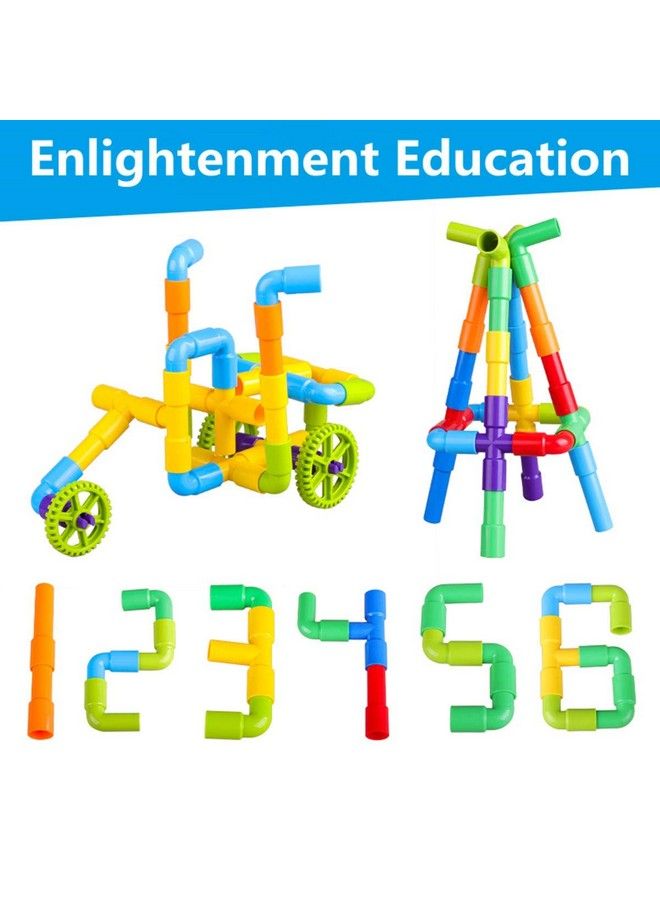 Stem Learning Pipe Tube Toy Sensory Toys Tube Locks Construction Building Blocks Educational Stem Building Learning Toys With Wheels Baseplate For All Ages Kids Boys Girls 176 Pcs