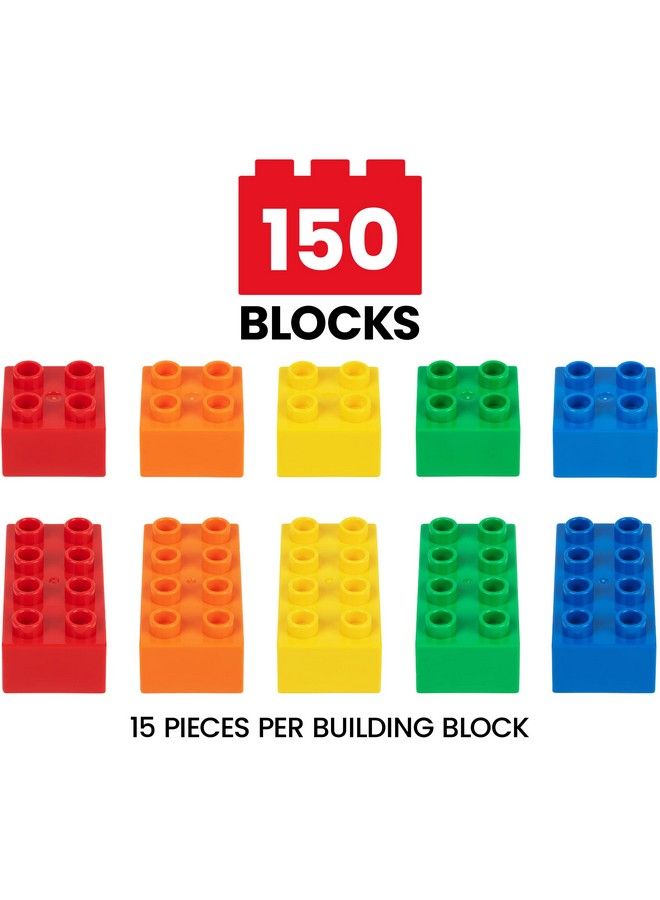 Building Blocks For Toddlers 1 3+ (150 Mega Blocks) Large Toy Blocks Compatible With Most Major Brands Kids Toys Gift Set For All Ages (Boys & Girls)