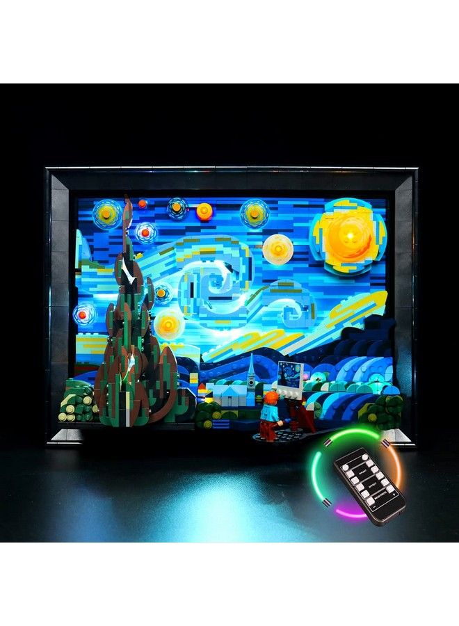 Led Light Kit For Starry Night Lego 21333 Remote Control Lighting Compatible With Lego Van Gogh Starry Night 21333 (No Lego Model) Creative Diy Lights For Lego Art Building Kit (Only Lights)