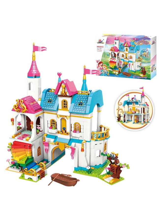 Building Toy Set For Ages 6 12 Girls Boys Princess Leah Lake Rainbow Castle Building Kit Building Blocks Toys Creative Construction Stem Building Toys Best Learning And Roleplay Gift (577 Pieces)