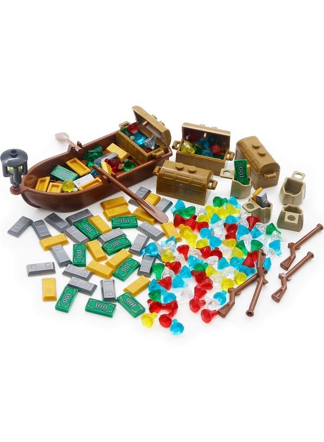 Pirate Accessories Money Treasure Chest Building Block Bricks Pack Money Gold Bar Gems Diamonds Jewels With Pirate Boat Ship People Parts Building Bricks Set