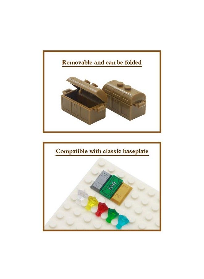 Pirate Accessories Money Treasure Chest Building Block Bricks Pack Money Gold Bar Gems Diamonds Jewels With Pirate Boat Ship People Parts Building Bricks Set