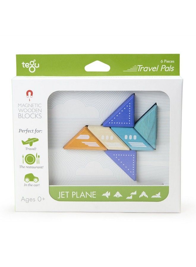 6 Piece Tegu Travel Pal Magnetic Wooden Block Set Jet Plane
