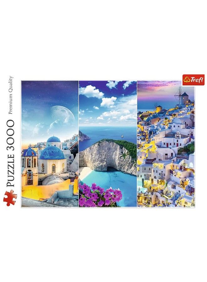 Red 3000 Piece Puzzle Greek Holidays