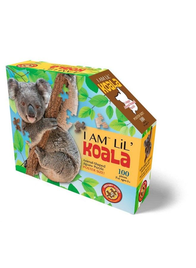 Lil' Koala 100 Piece Jigsaw Puzzle For Ages 5+ 4020 Unique Animal Shaped Border Poster Size When Completed Oversized Puzzle Pieces For Easy Handling Includes Educational Fun Facts
