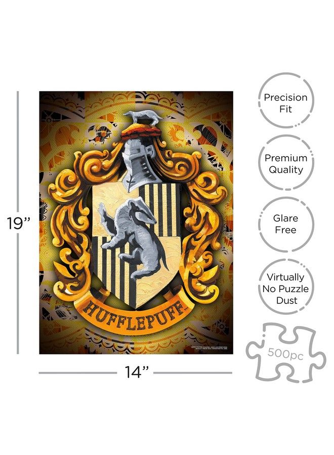 Harry Potter Puzzle Hufflepuff Crest (500 Piece Jigsaw Puzzle) Officially Licensed Harry Potter Merchandise & Collectibles Glare Free Precision Fit Virtually No Puzzle Dust 14X19In