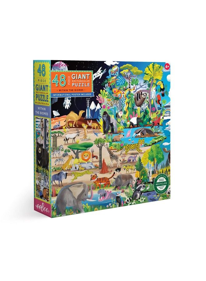 : Within The Biomes 48 Piece Giant Jigsaw Puzzle For Kids Multi Aids In Development Of Pattern Shape And Color Recognition Offers Children A Challenge