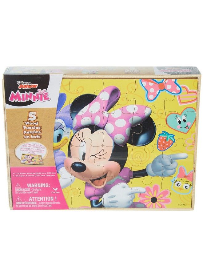 Minnie Mouse 5 Wood Jigsaw Puzzles In Wood Storage Box