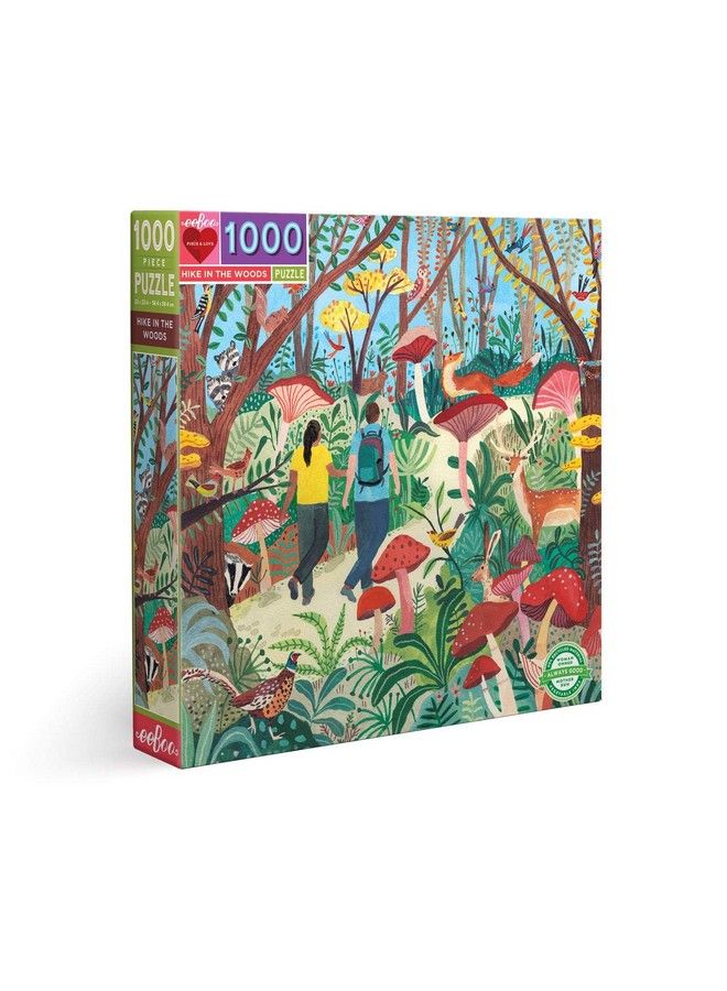 : Piece And Love Hike In The Woods 1000 Piece Square Adult Jigsaw Puzzle Puzzle For Adults And Families Glossy Sturdy Pieces And Minimal Puzzle Dust