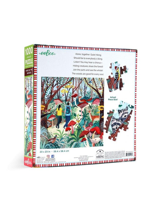 : Piece And Love Hike In The Woods 1000 Piece Square Adult Jigsaw Puzzle Puzzle For Adults And Families Glossy Sturdy Pieces And Minimal Puzzle Dust