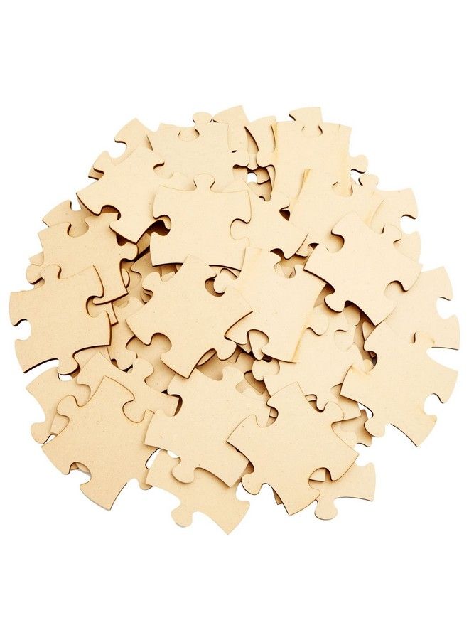 50 Pcs Blank Wooden Puzzle Unfinished Customizable Jigsaw Mdf Wood Puzzle Pieces For Crafts Diy Classroom Activities Learning Tools Art Projects (3X3.5 In)