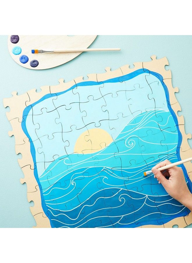 50 Pcs Blank Wooden Puzzle Unfinished Customizable Jigsaw Mdf Wood Puzzle Pieces For Crafts Diy Classroom Activities Learning Tools Art Projects (3X3.5 In)