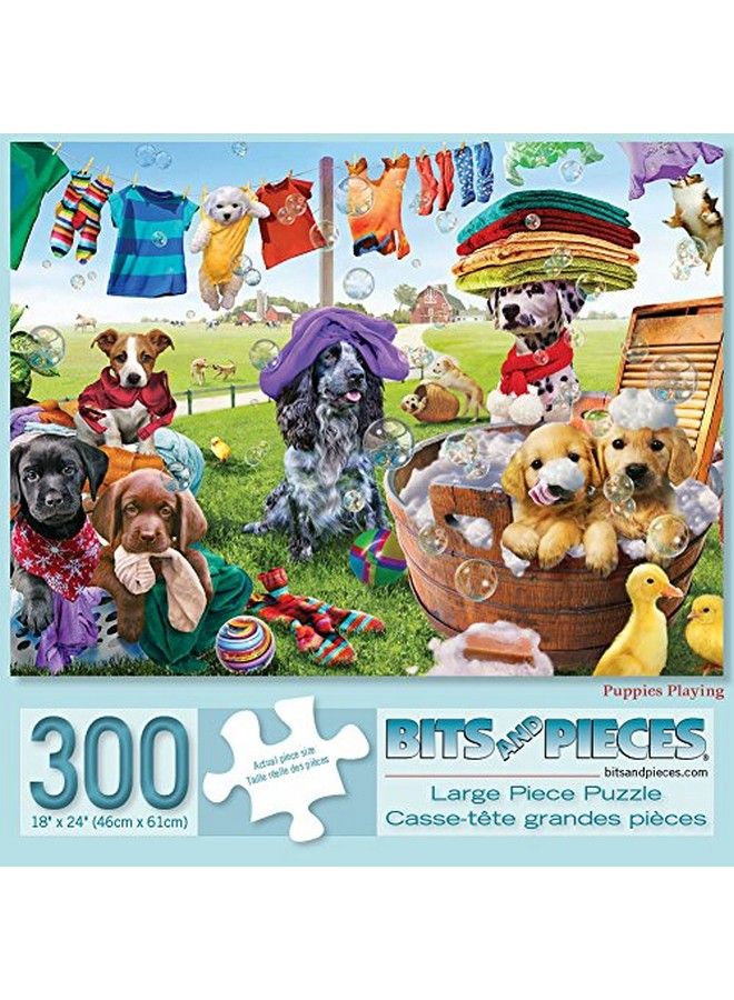 300 Piece Jigsaw Puzzle For Adults ‘Puppies Playing’ 300 Pc Large Piece Jigsaw By Artist Adrian Chesterman 18” X 24”